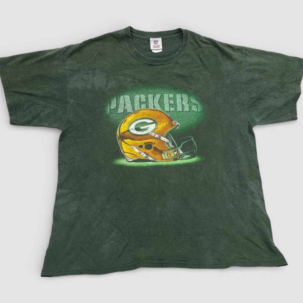 Vintage Green Bay Packers Faded NFL Football Green Team Apparel Tee T-Shirt XL